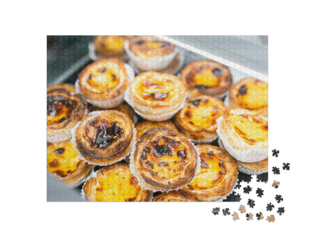 Puzzle 1000 pezzi „Crostatine all'uovo Pasteis de Nata: famoso dessert portoghese“