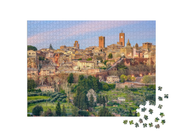 Puzzle 1000 pezzi „Orvieto, storico centro storico collinare, vista delle mura e delle torri medievali della città“