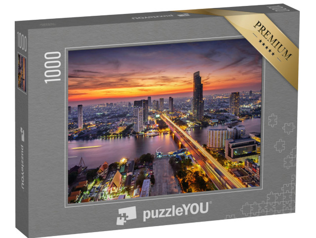 Puzzle 1000 pezzi „Bangkok al tramonto sul ponte Taksin“