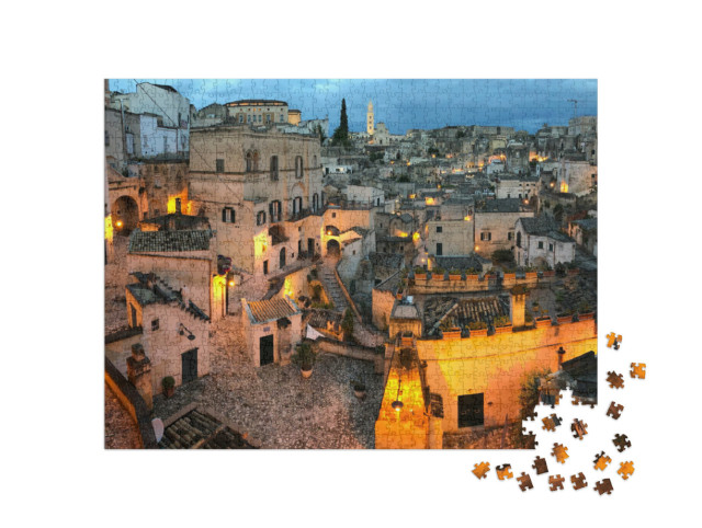 Puzzle 1000 pezzi „I Sassi di Matera di notte, Italia“