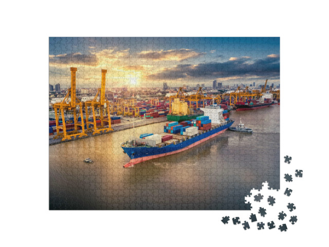 Puzzle 1000 pezzi „Logistica e trasporto nel porto container“