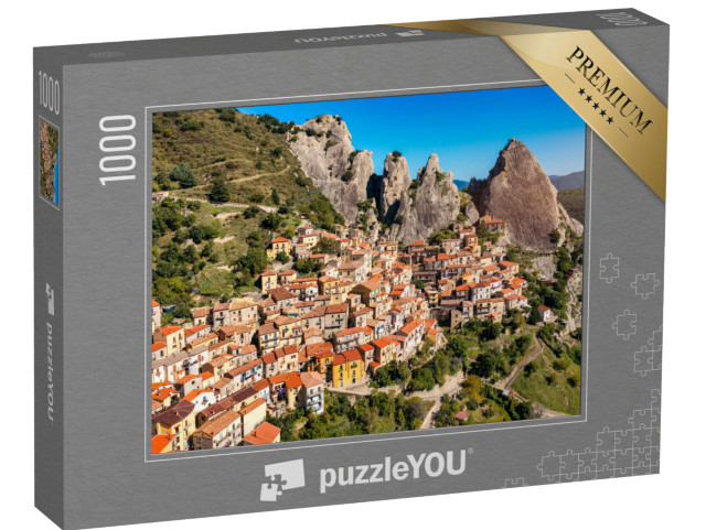 Puzzle 1000 pezzi „Il borgo di Castelmezzano sull'Appennino, provincia di Potenza, Basilicata, Italia“
