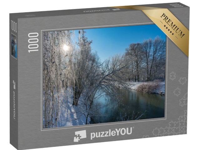 Puzzle 1000 pezzi „Una soleggiata giornata invernale sul fiume Sprea a Cottbus, Brandeburgo“