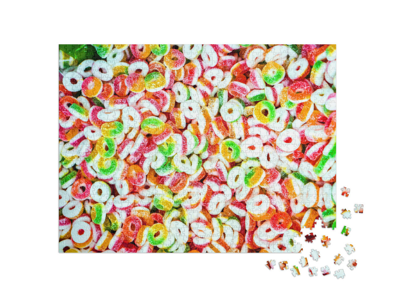 Puzzle 1000 pezzi „Caramelle di gelatina colorate e ricoperte di zucchero“