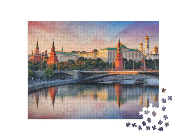 Puzzle 1000 pezzi „Il Cremlino sul fiume Moscova a Mosca, Russia“