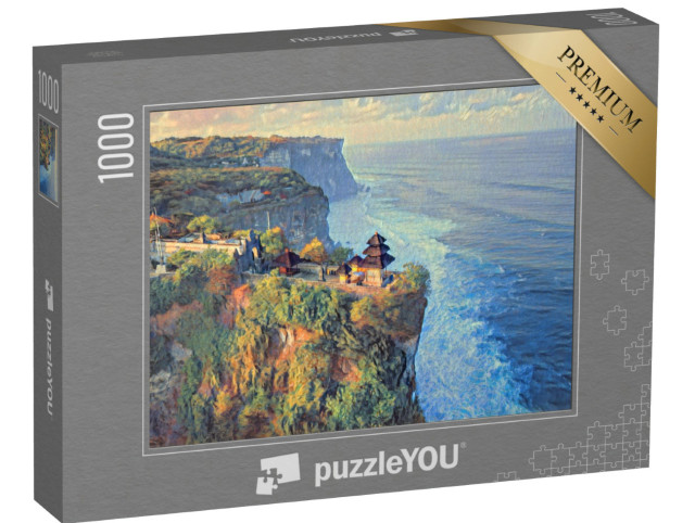 Puzzle 1000 pezzi „nello stile di Paul-Cezanne - Tempio Pura Luhur Uluwatu, Bali, Indonesia“