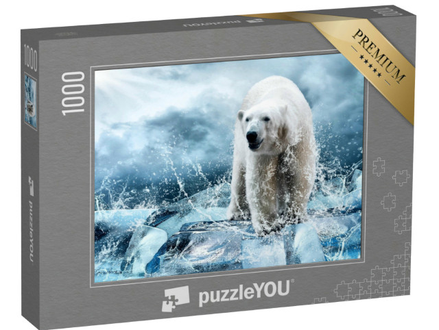 Puzzle 1000 pezzi „Cacciatore di orsi polari bianchi sul ghiaccio“