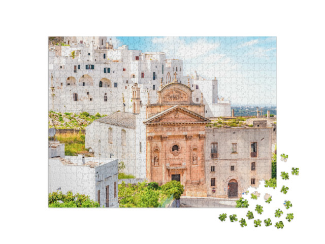 Puzzle 1000 pezzi „La città bianca di Ostuni, Brindisi, Puglia“