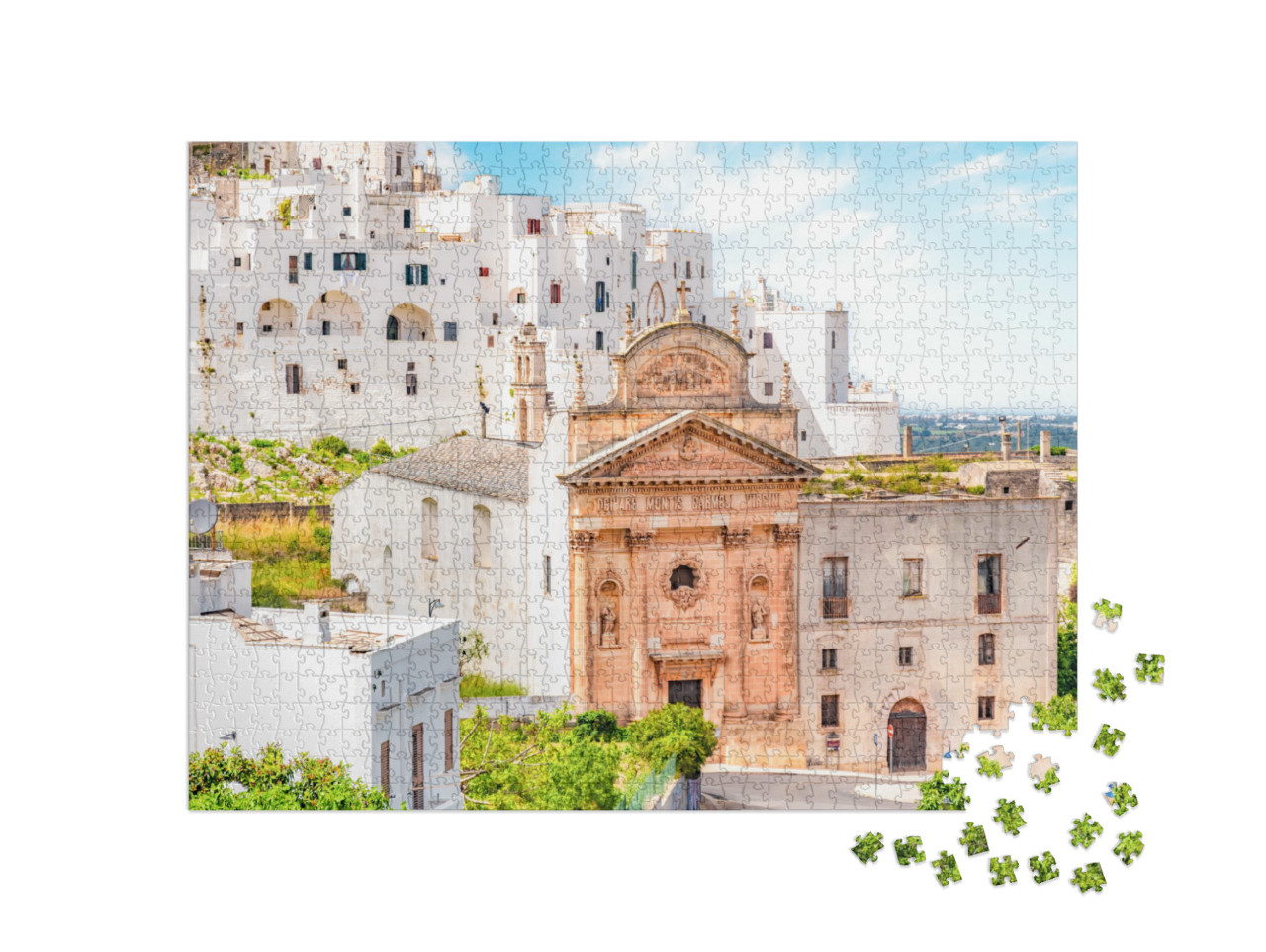 Puzzle 1000 pezzi „La città bianca di Ostuni, Brindisi, Puglia“