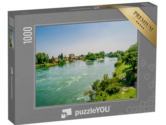 Puzzle 1000 pezzi „Vista del fiume Adda dal ponte Napoleone-Bonaparte a Lodi, in Lombardia“
