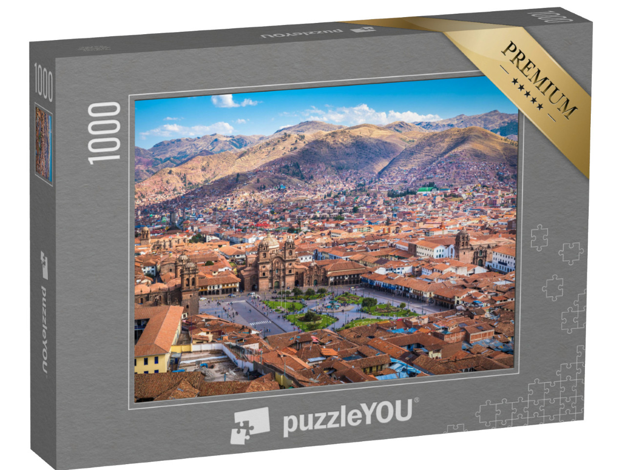 Puzzle 1000 pezzi „Vista panoramica del centro storico di Cusco, Perù“