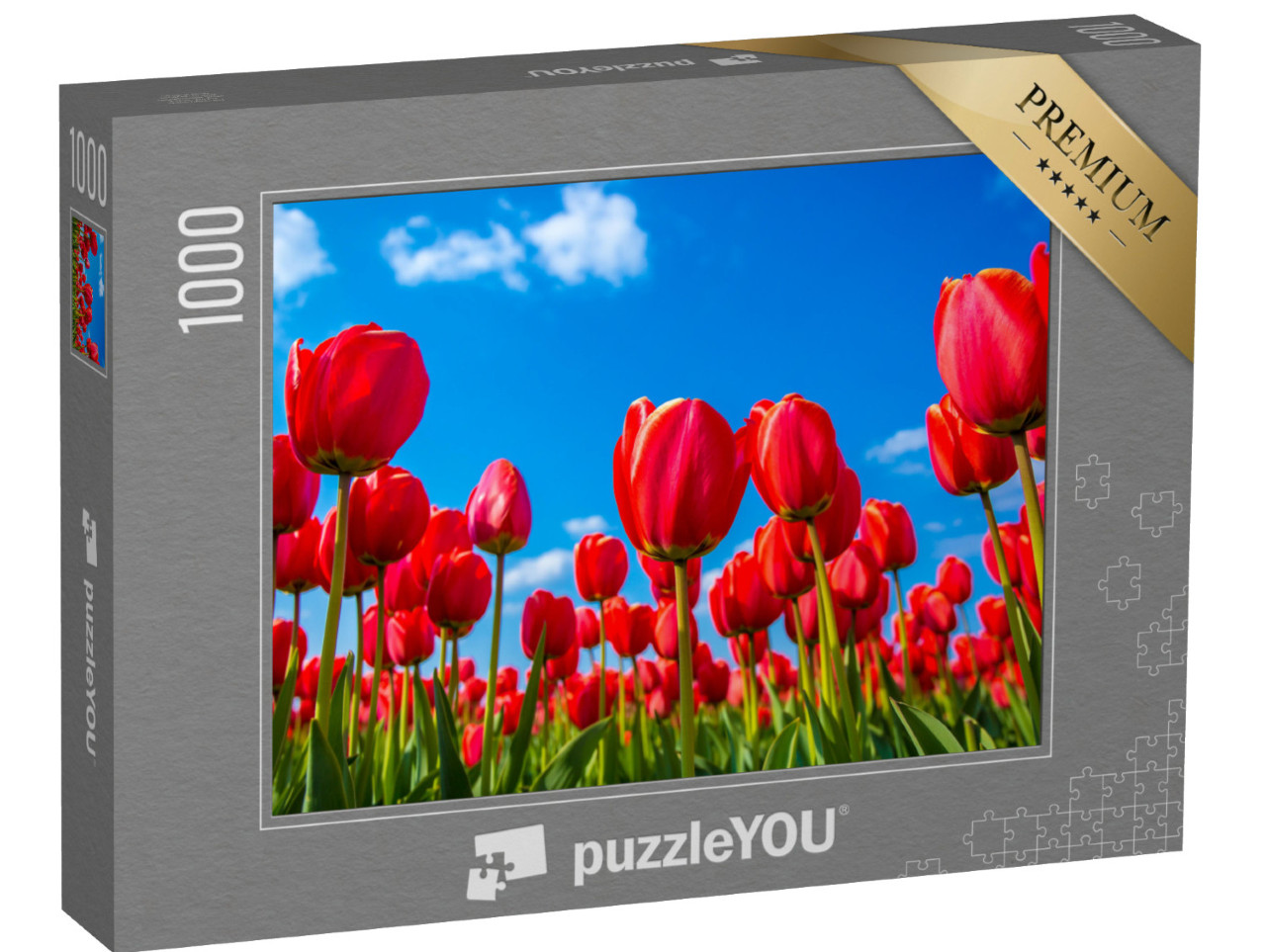 Puzzle 1000 pezzi „Tulipani rossi dal basso“