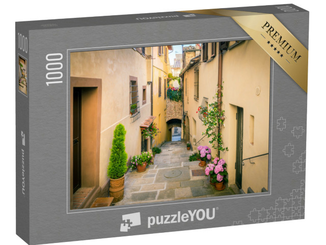 Puzzle 1000 pezzi „Bella strada dell'affascinante città di Montepulciano in Toscana, Italia“