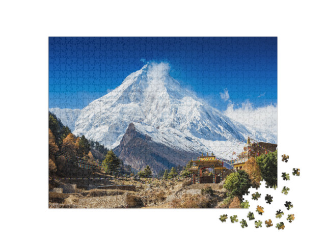 Puzzle 1000 pezzi „Il monte Manaslu nell'Himalaya, Nepal“