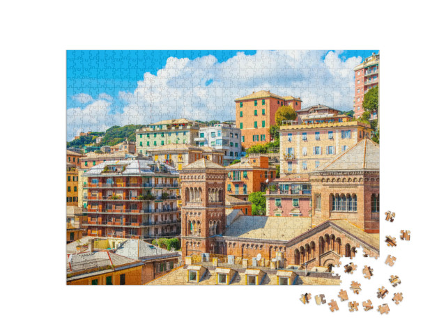 Puzzle 1000 pezzi „Architettura multilivello nel centro storico di Genova, Italia“