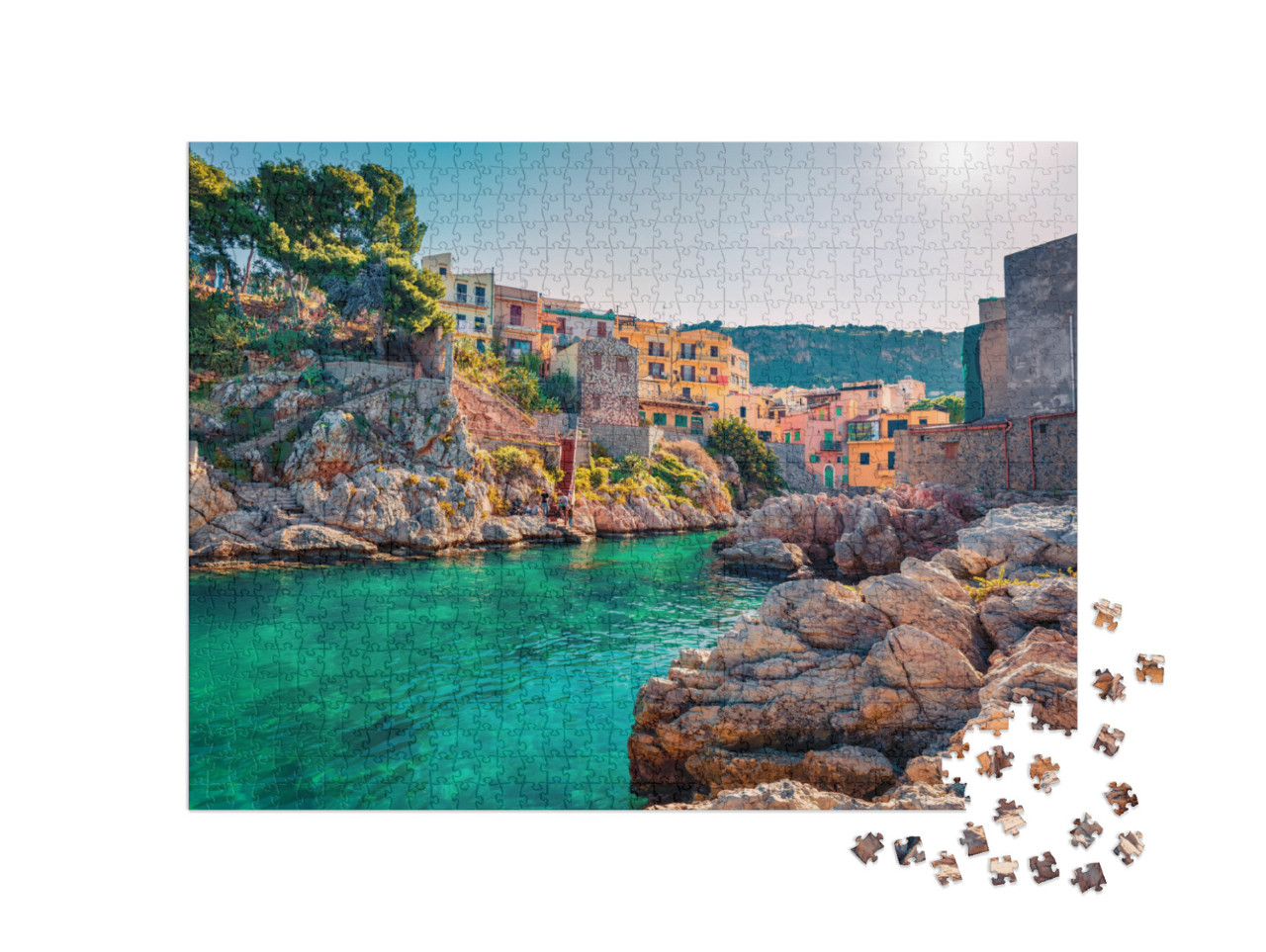 Puzzle 1000 pezzi „Il pittoresco villaggio di Sant'Elia in Sicilia, Italia“