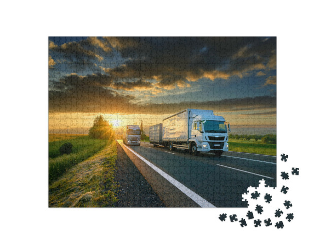 Puzzle 1000 pezzi „Sorpasso di camion su strada“