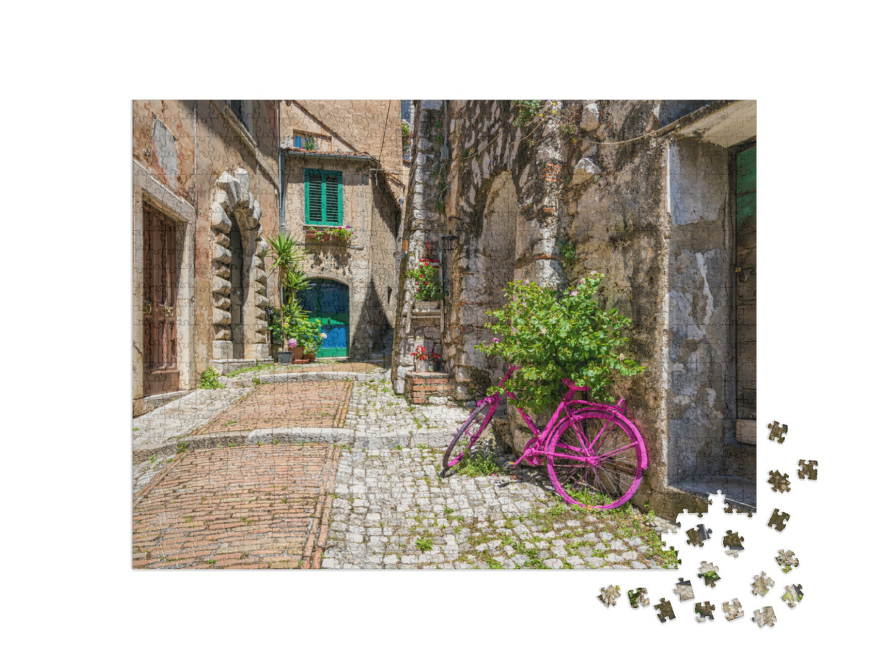 Puzzle 1000 pezzi „Il bellissimo villaggio di Castro dei Volsci, vicino a Frosinone, nel Lazio, Italia.“