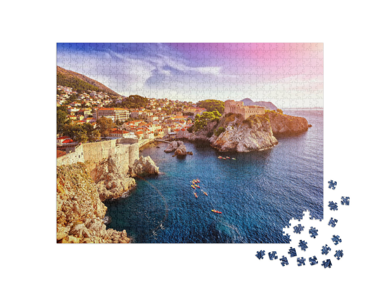 Puzzle 1000 pezzi „Le fortezze di Lovrijenac e Bokar a Dubrovnik, Croazia“
