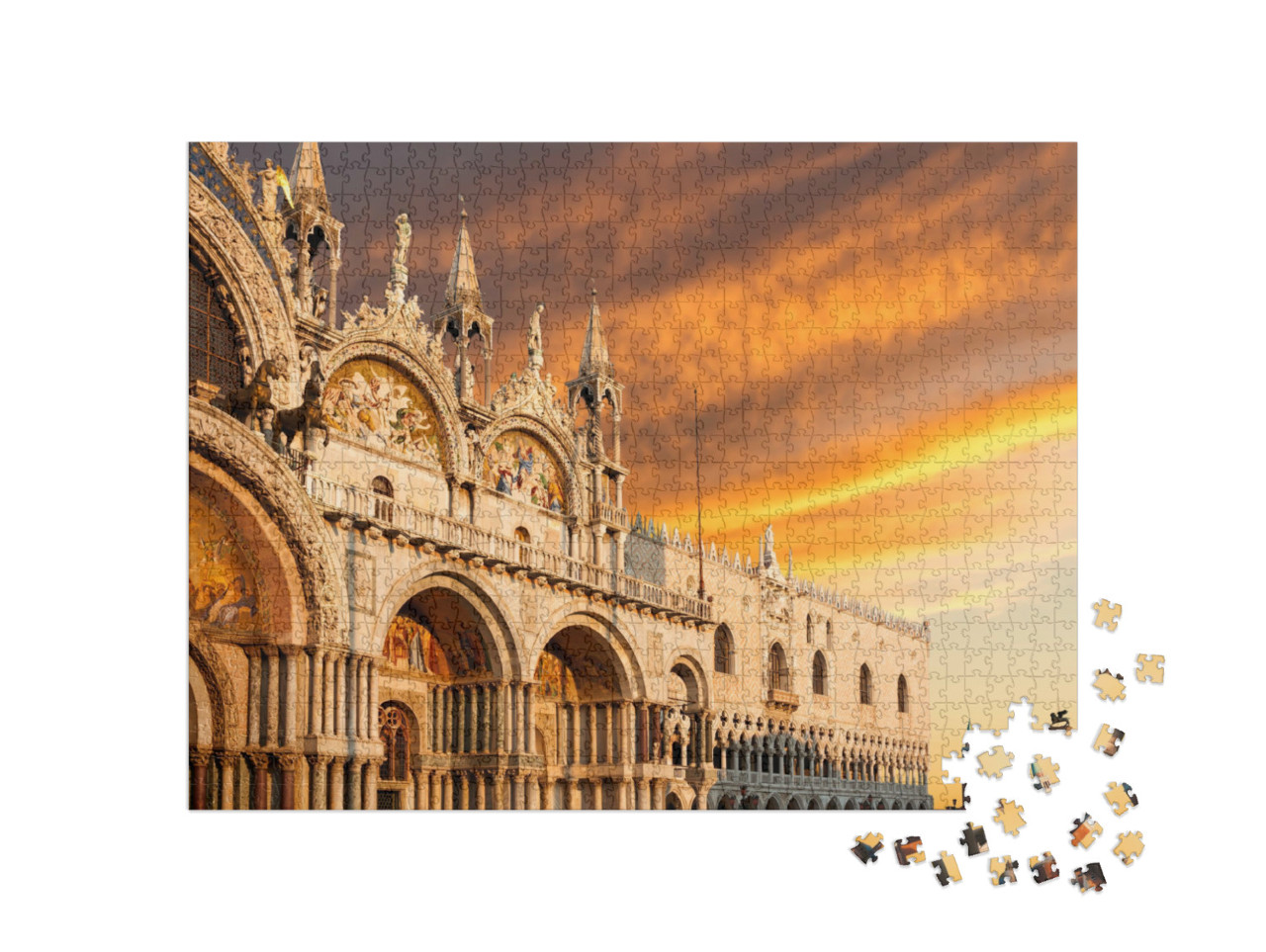 Puzzle 1000 pezzi „La Basilica di San Marco nel bellissimo tramonto, Venezia, Italia“
