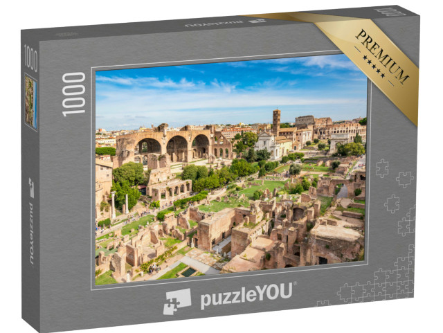 Puzzle 1000 pezzi „Vista del Foro Romano e del Colosseo a Roma, in Italia, punti di riferimento di fama mondiale in Italia“