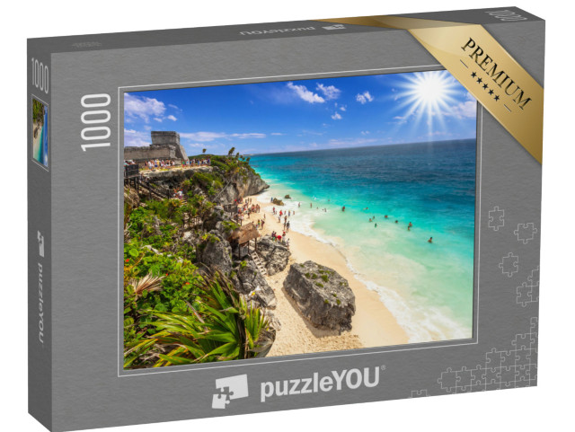 Puzzle 1000 pezzi „La bellissima spiaggia di Tulum sul Mar dei Caraibi, Messico“