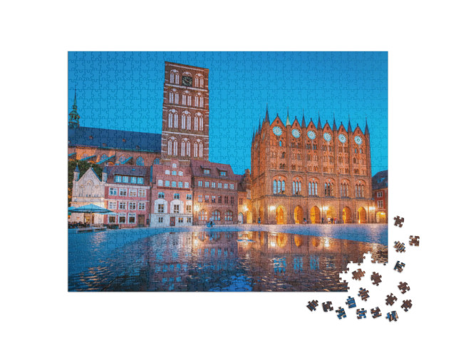 Puzzle 1000 pezzi „Crepuscolo sulla città anseatica di Stralsund“