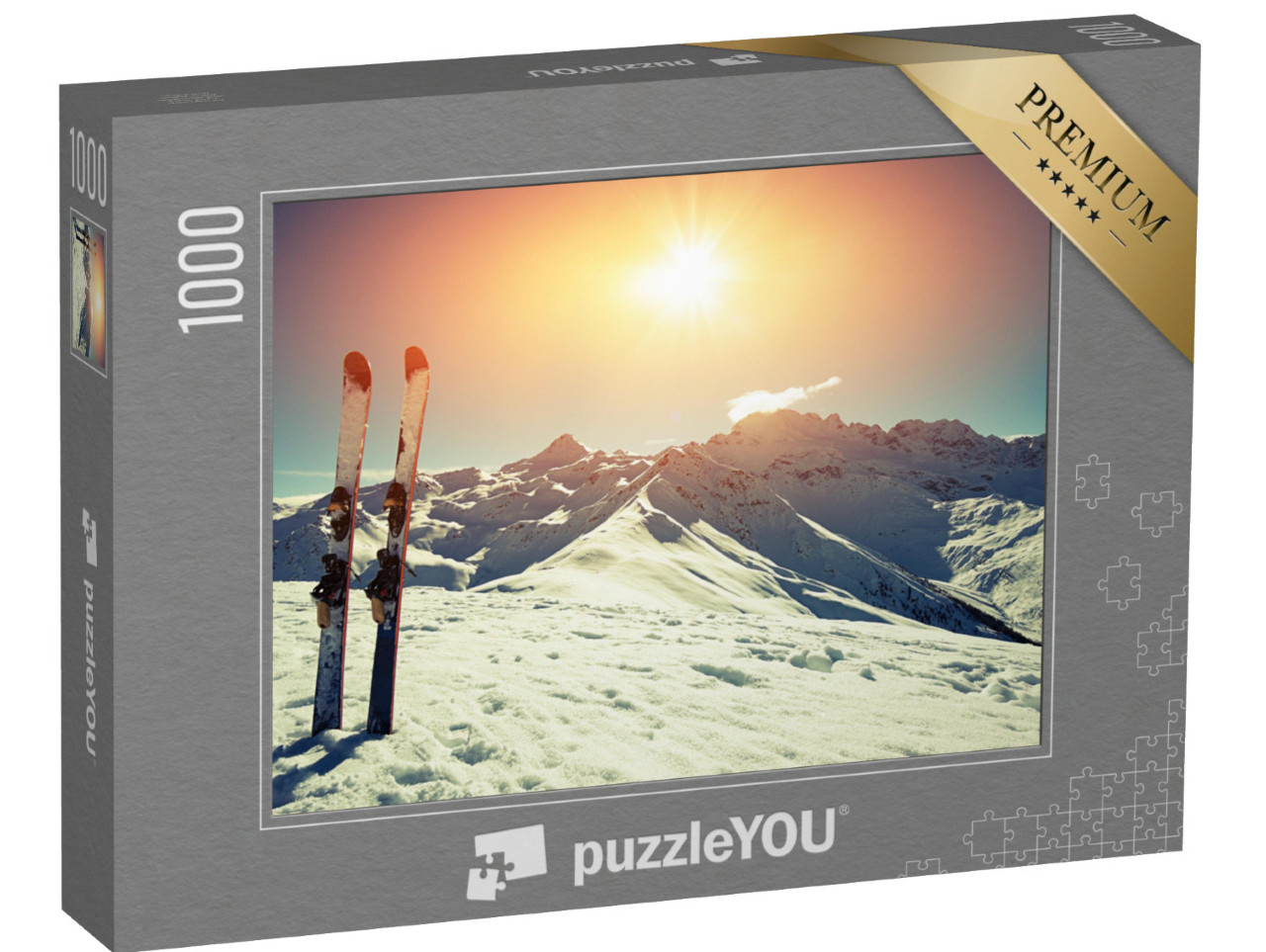 Puzzle 1000 pezzi „Sci nella neve in montagna“