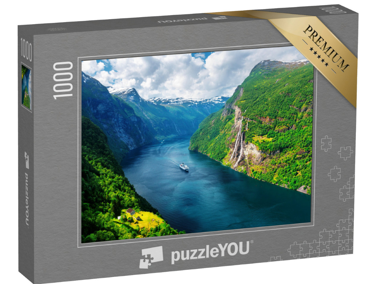 Puzzle 1000 pezzi „Sunnylvsfjord e le famose cascate delle Sette Sorelle, Norvegia“
