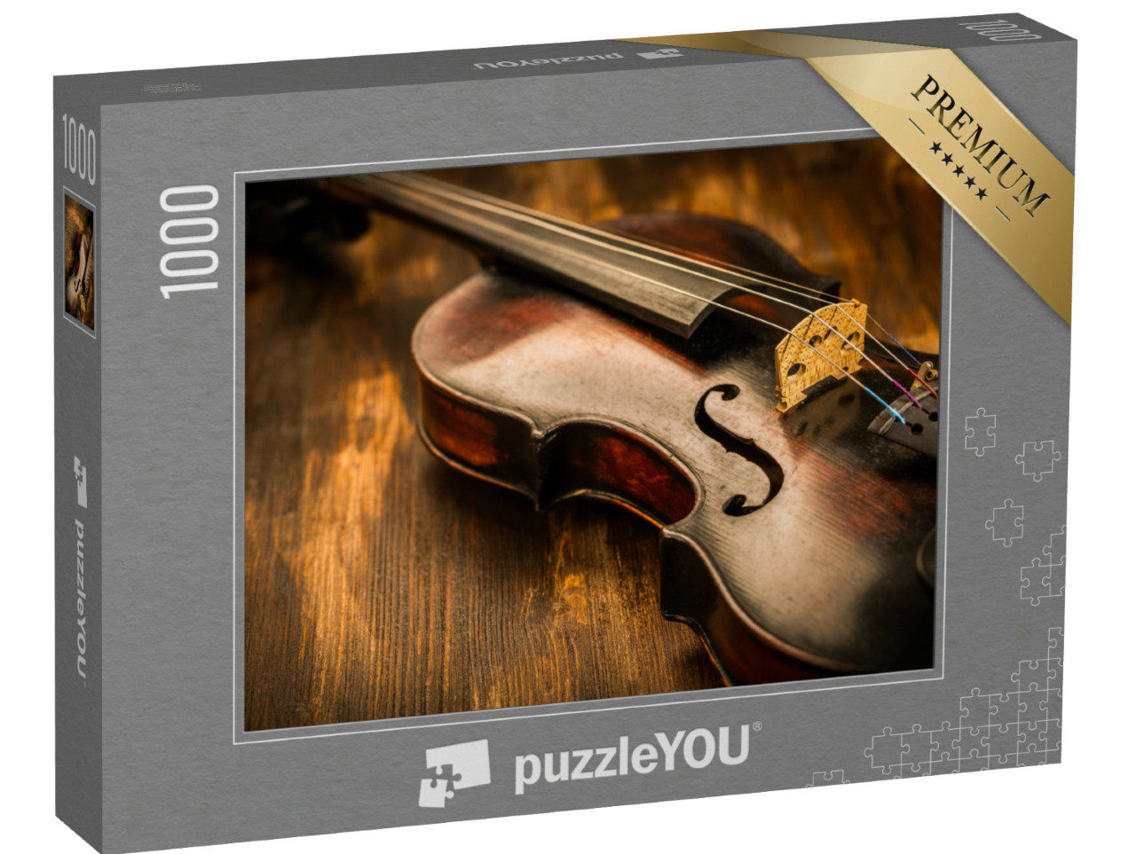 Puzzle 1000 pezzi „Violino: stile vintage su sfondo in legno“