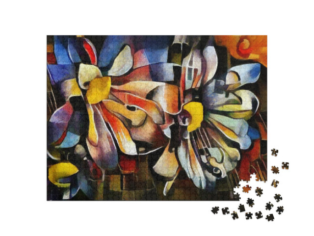 Puzzle 1000 pezzi „Fiori nello stile di Picasso e Kandinsky“