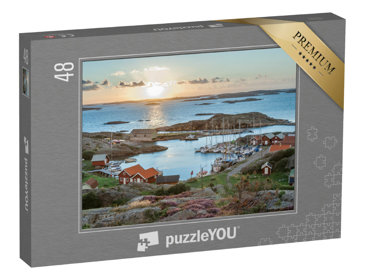 Puzzle 48 pezzi „Porto di pesca dell'arcipelago svedese, isola di Ramsoe“