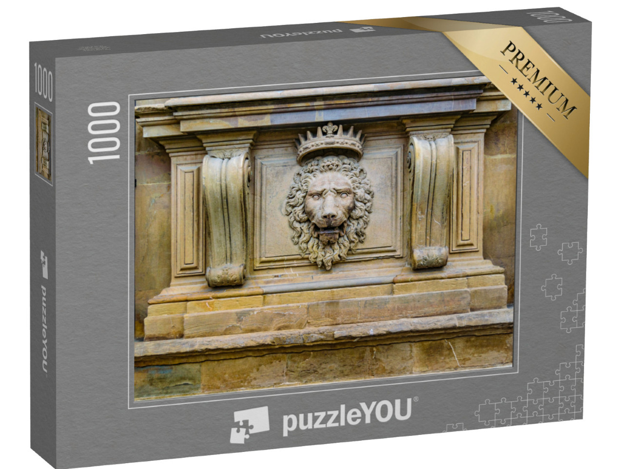 Puzzle 1000 pezzi „Scultura del leone di Palazzo Pitti sulla facciata esterna.“