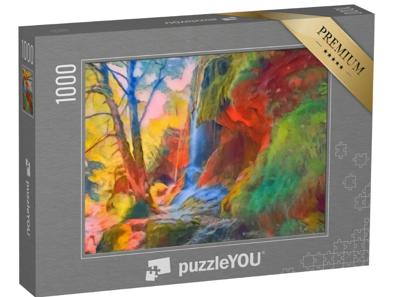 Puzzle 1000 pezzi „nello stile artistico di Franz Marc - Cascate nelle Alpi dell'Ammergau, Germania“