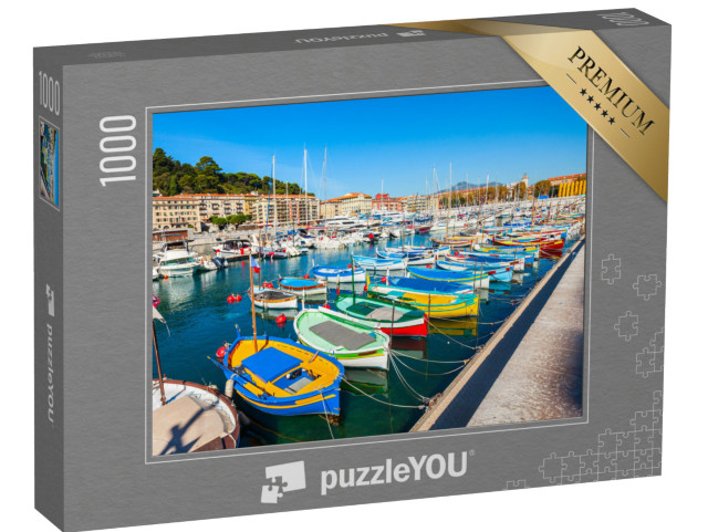 Puzzle 1000 pezzi „Porto di Nizza con barche e yacht, Costa Azzurra in Francia“