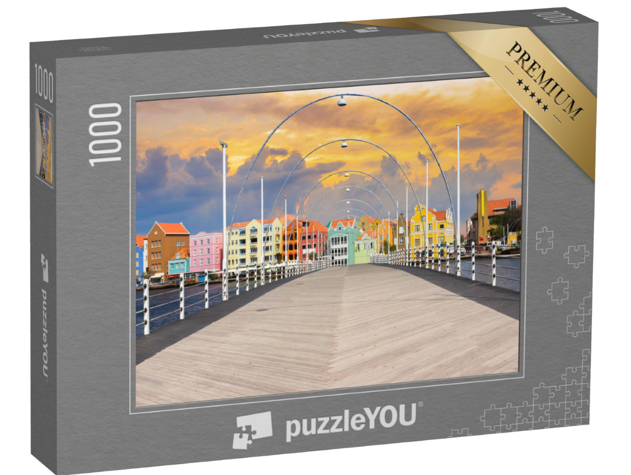 Puzzle 1000 pezzi „Ponte galleggiante di Pantoon a Willemstad, Curacao“