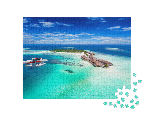 Puzzle 1000 pezzi „Idrovolante in avvicinamento alle Maldive“