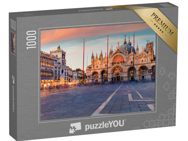 Puzzle 1000 pezzi „Fantastico tramonto in Piazza San Marco con la Basilica di San Marco, Venezia, Italia“