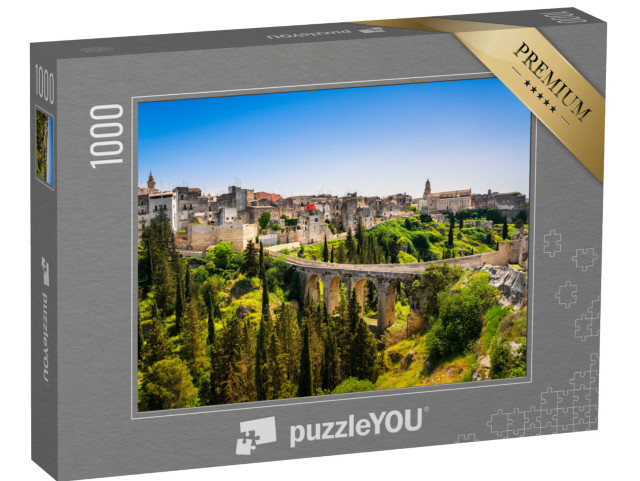 Puzzle 1000 pezzi „Gravina in Puglia antica città, ponte e canyon. Puglia, Italia. Europa“