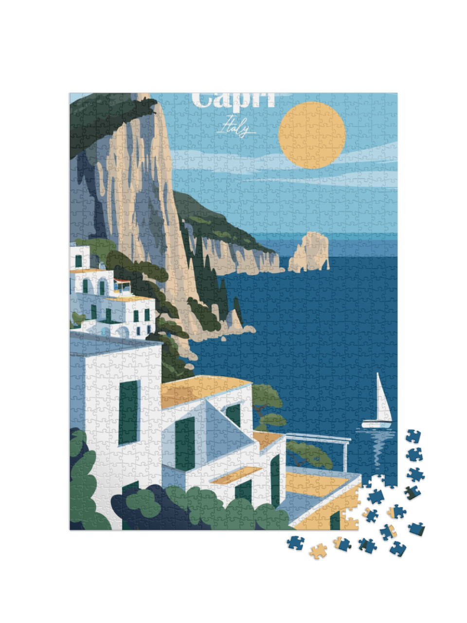 Puzzle 1000 pezzi „Poster moderno di Capri, Italia“