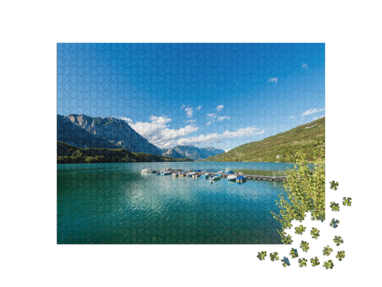 Puzzle 1000 pezzi „Lago di Cavedine piccolo lago alpino in Trentino Alto Adige, Italia, Europa“