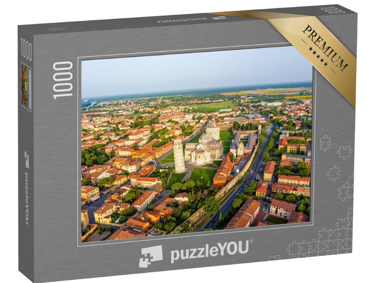 Puzzle 1000 pezzi „Pisa, Italia. Torre pendente di Pisa. Vista panoramica al mattino. Vista aerea“