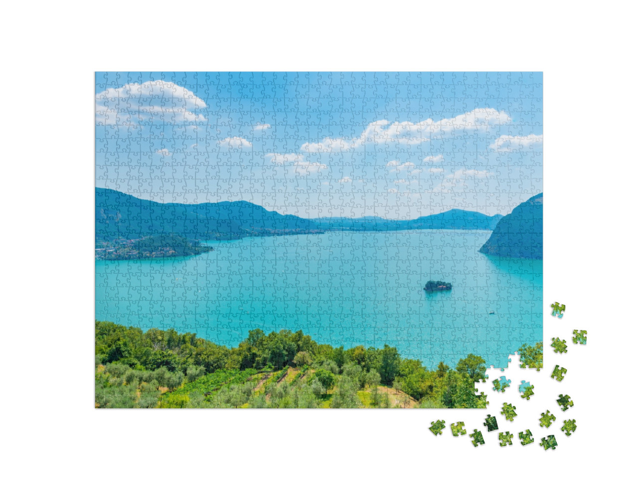 Puzzle 1000 pezzi „Panorama del lago d'Iseo in Italia“