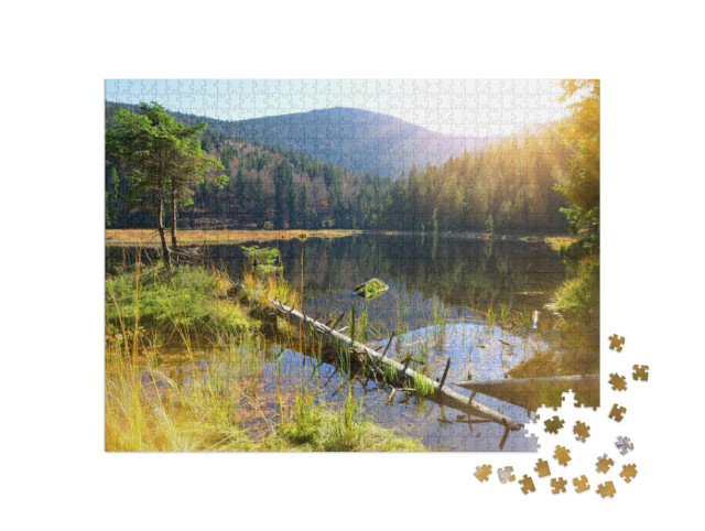 Puzzle 1000 pezzi „Il lago Kleiner Arbersee nel Parco Nazionale della Foresta Bavarese, Germania“