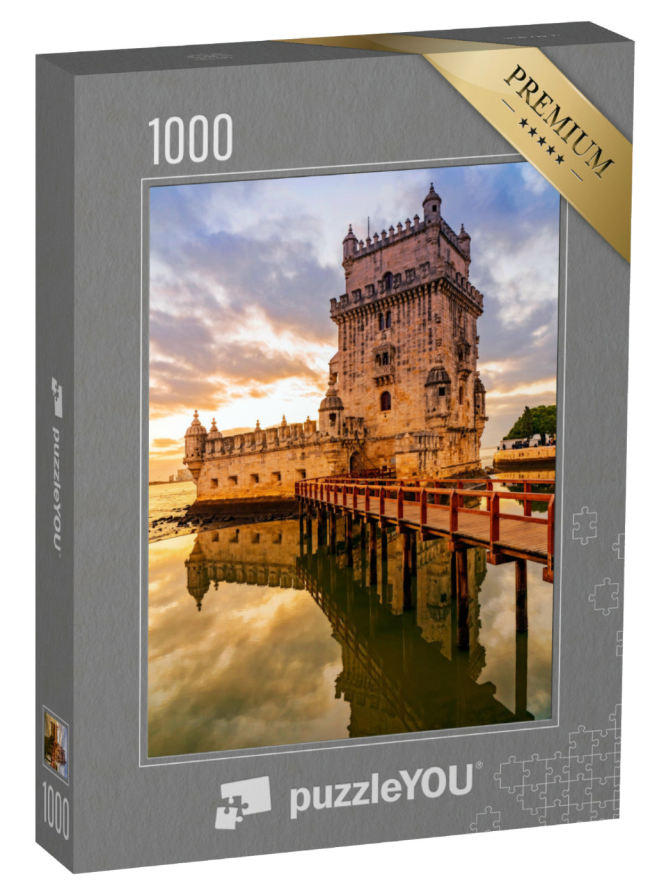 Puzzle 1000 pezzi „Torre di Belem in un idilliaco tramonto, Lisbona, Portogallo“