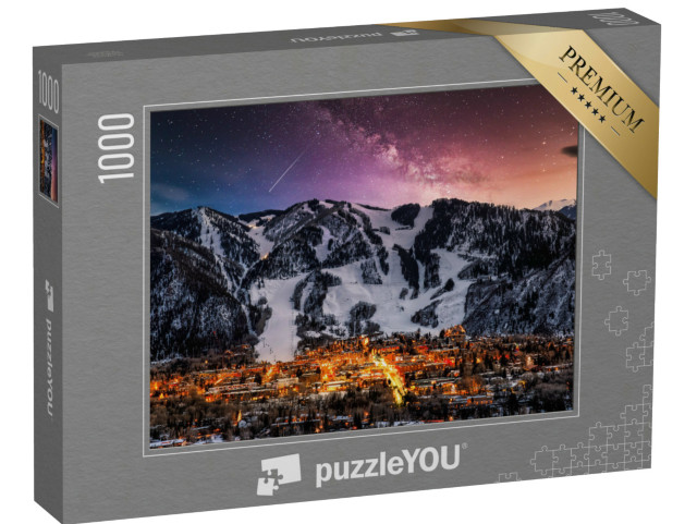 Puzzle 1000 pezzi „Skyline della città di Aspen con la Via Lattea“