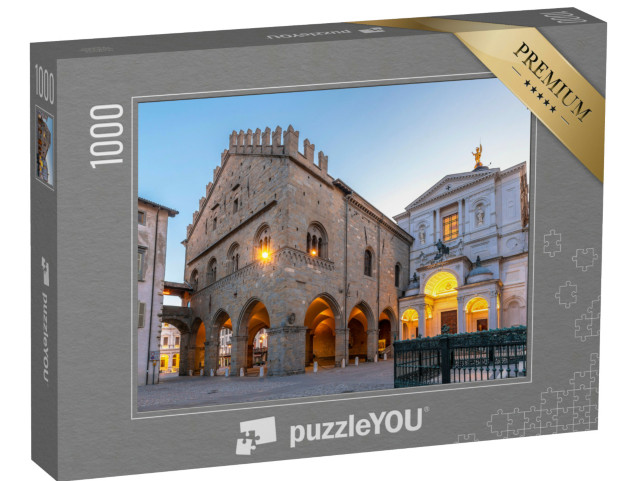 Puzzle 1000 pezzi „Piazza Vecchia vista notturna a Bergamo.“