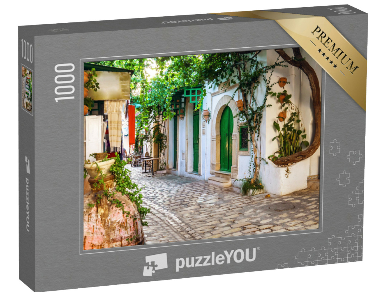Puzzle 1000 pezzi „Antico vicolo della medina di Mahdia, Tunisia“