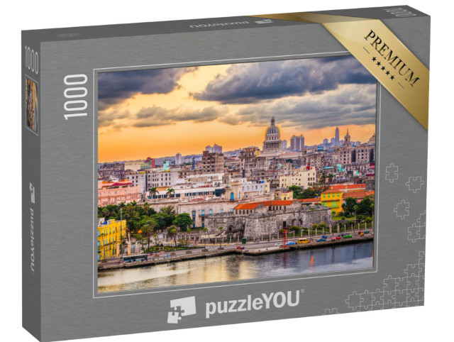 Puzzle 1000 pezzi „Lo skyline serale dell'Avana, Cuba“