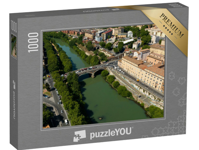 Puzzle 1000 pezzi „Veduta aerea del fiume Tevere e del ponte Testaccio vicino al quartiere Trastevere a Roma, Italia.“